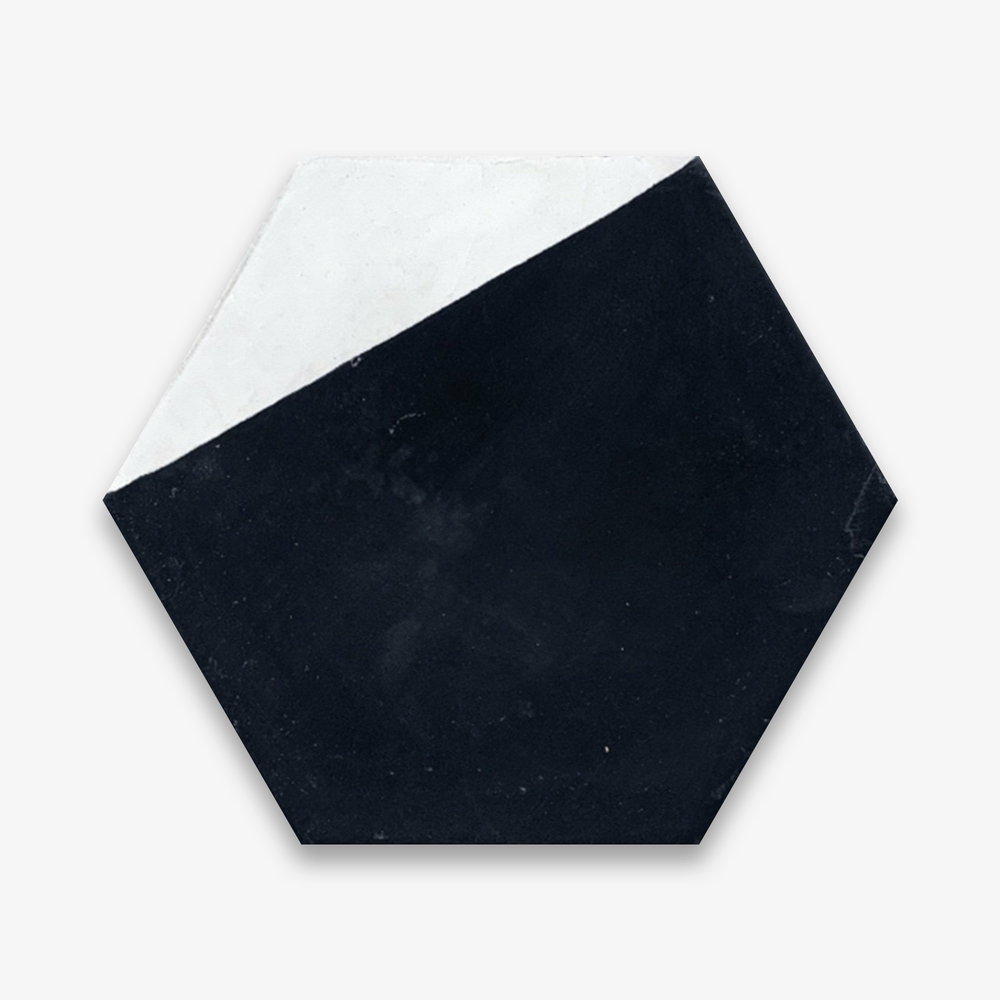 Hexagonal Triangles Black and White Encaustic Cement Tile
