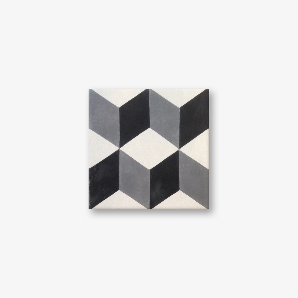 Geometric Blue-Orange Encaustic Cement Tile