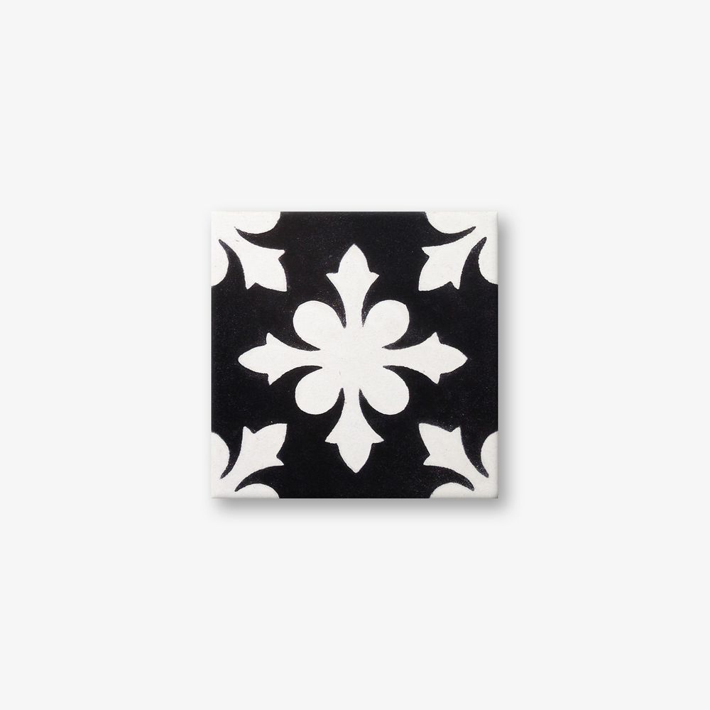 Snowflake Black & White Encaustic Cement Tile