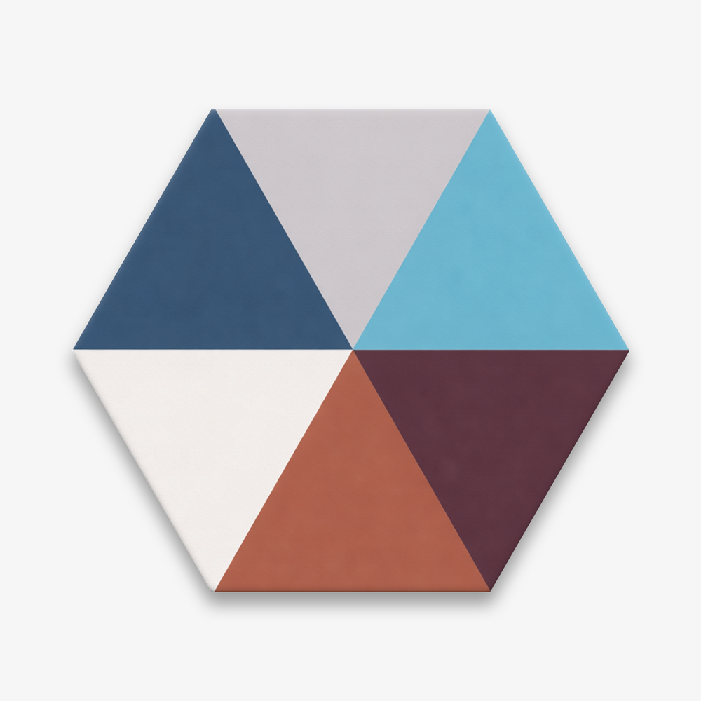 Hexagonal Africa Blue Encaustic Cement Tiles